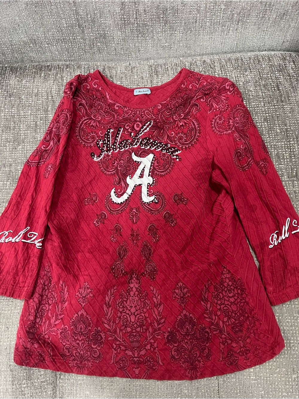 Alabama Crimson Embellished Long Sleeve Women's Top. R4